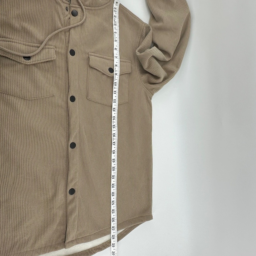 RGSTR Wide Wale Corduroy Hoodie Jacket Tan Button Front Fleece Lined Mens M - Picture 7 of 8